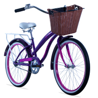 Bicicleta BENOTTO City STA. MONICA R24 1V. Mujer Frenos Contrapedal con Canastilla Acero Morado Talla:UN