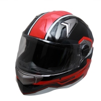 Casco Motociclista 61cm Doble Visor Negro/Rojo Extra Grande FF-001