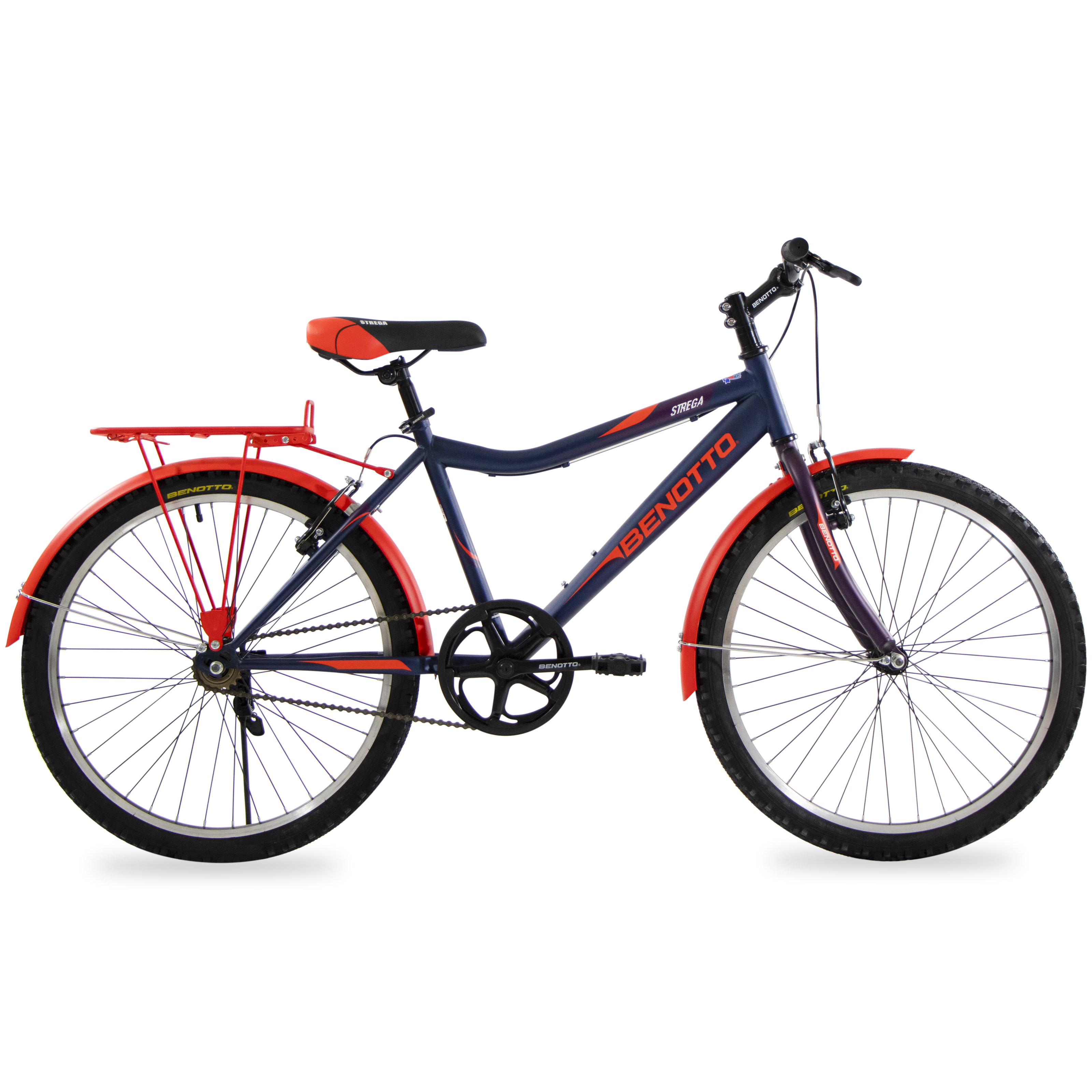 Bicicleta BENOTTO Montaña STREGA R24 1V. Hombre Frenos ”V” Acero Azul Aperlado/Morado Talla:UN