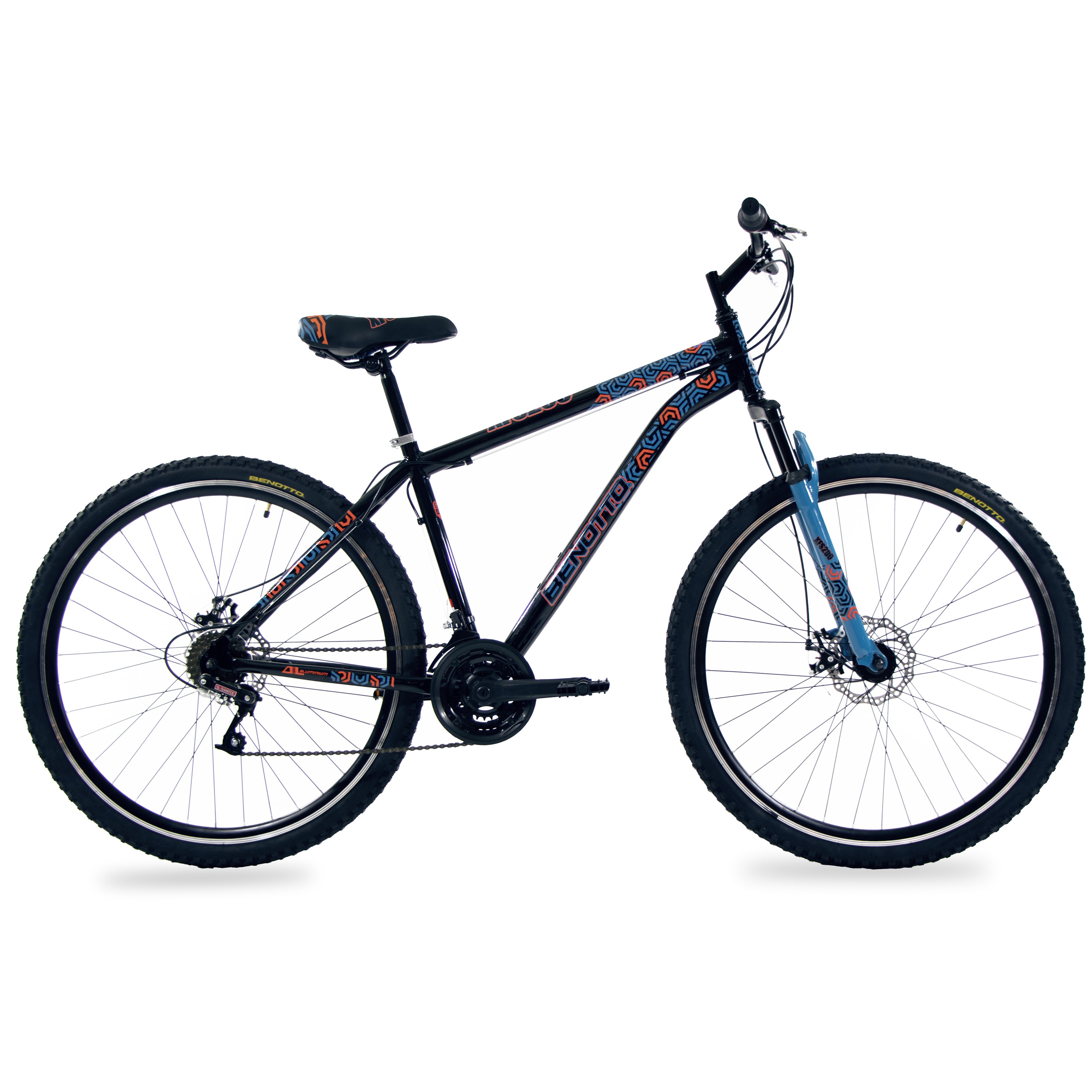 Bicicleta BENOTTO Montaña XFS290 R29 21V. Hombre FS Frenos Doble Disco Mecanico Aluminio Negro/Azul Celeste Talla:UN