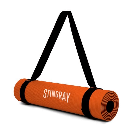 Tapete Yoga 10mm Naranja 180X60cm con Correa STINGRAY FITNESS SFTAP-10MM-CB-O