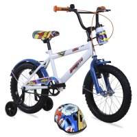 Bicicleta BENOTTO Infantil COMIC R16 1V. Niño Ruedas Laterales, con Casco Acero Blanco/Azul Talla: UN