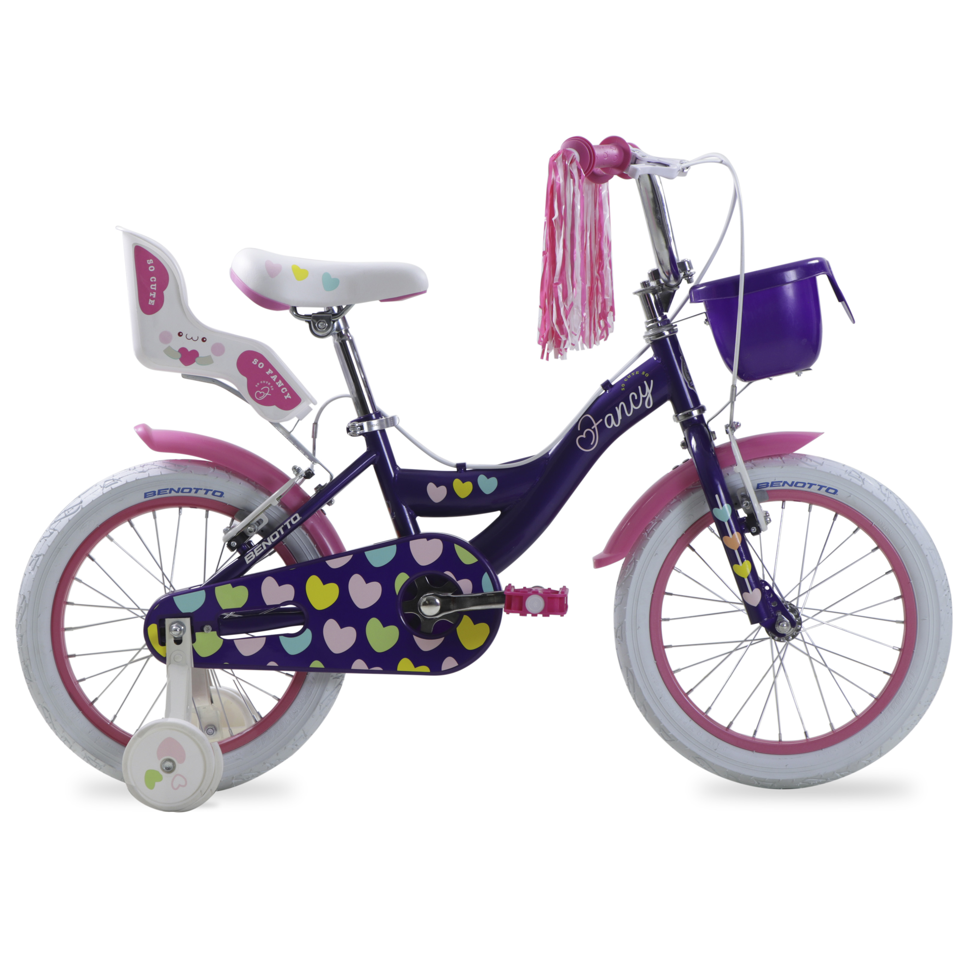 Bicicleta BENOTTO Infantil FANCY R16 1V. Niña Frenos ”V” Ruedas Laterales Acero Morado Talla:UN