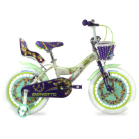 Bicicleta BENOTTO BMX FLOWER POWER R16 1V. Niña Frenos ”V” Ruedas Laterales Acero Blanco Mate/Morado Talla:UN