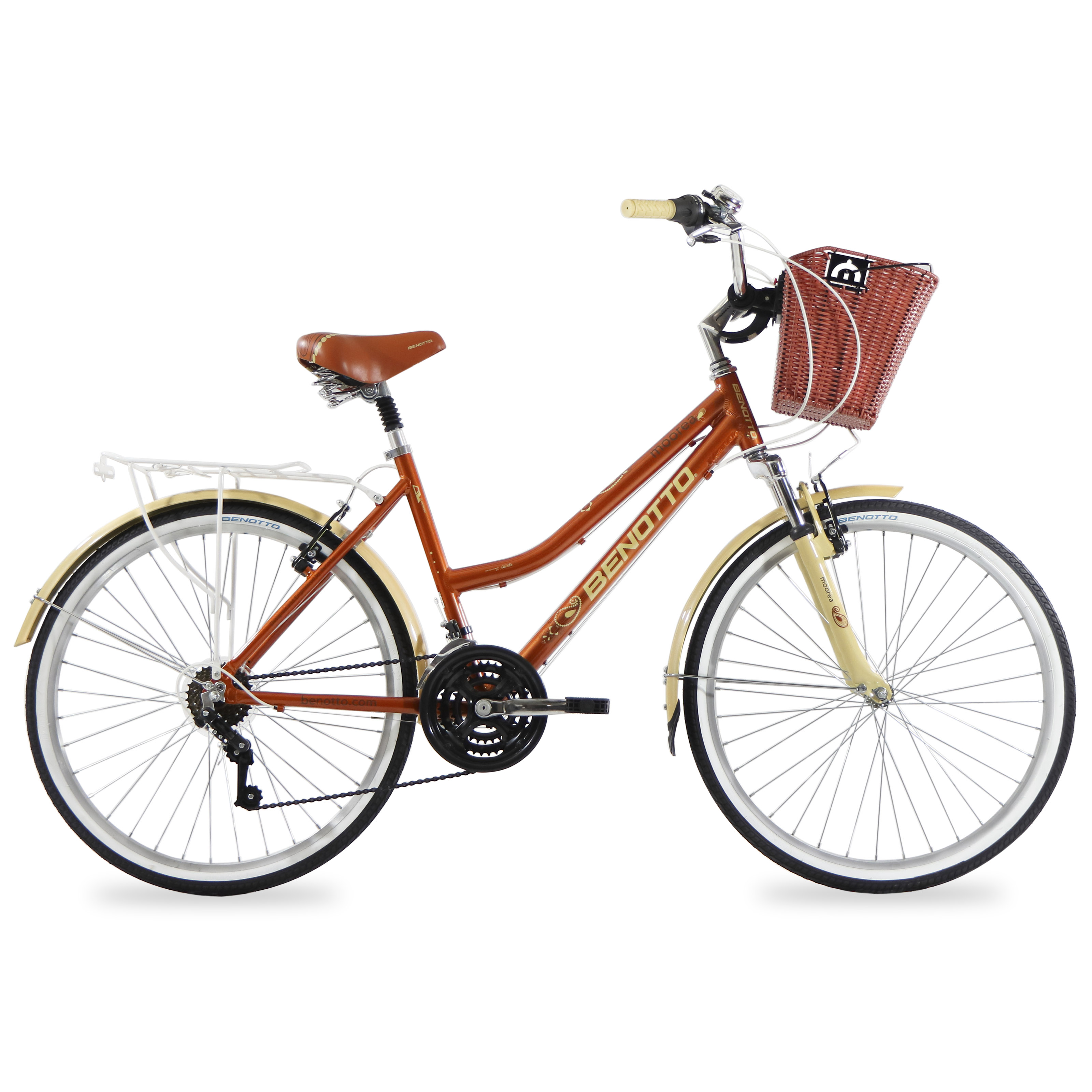 Bicicleta BENOTTO City MOOREA R24 21V. Mujer Sunrace Frenos ”V” Aluminio Terracota/Crema Talla:UN