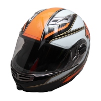 Casco Motociclista 59-60cm Abatible Doble Visor Gris/Naranja Grande FF-113