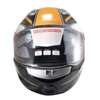 Casco Motociclista 57-58cm Abatible Doble Visor Gris/Naranja Mediano FF-113