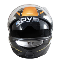 Casco Motociclista 61cm Abatible Doble Visor Gris/Naranja ExtraGrande FF113