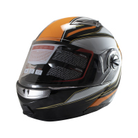 Casco Motociclista 61cm Abatible Doble Visor Gris/Naranja ExtraGrande FF113