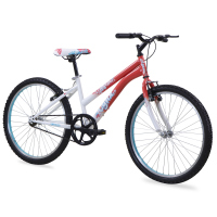 Bicicleta LYNX Montaña R24 1V. Mujer Frenos ”V” Acero Coral/Blanco Talla:UN