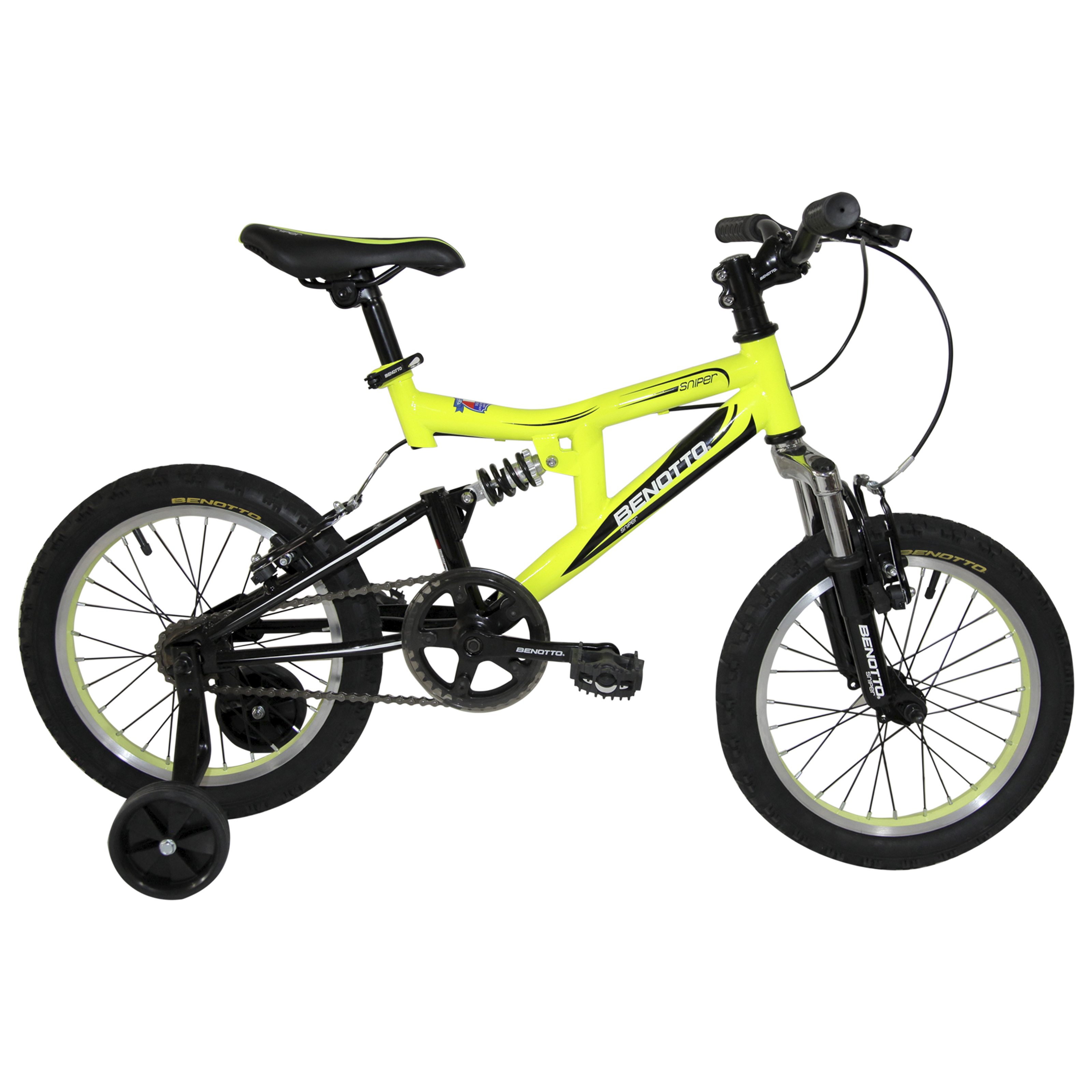 Bicicleta BENOTTO Montaña SNIPER R16 1V. Niño Frenos ”V” Acero Amarillo Neon/Negro Talla:UN