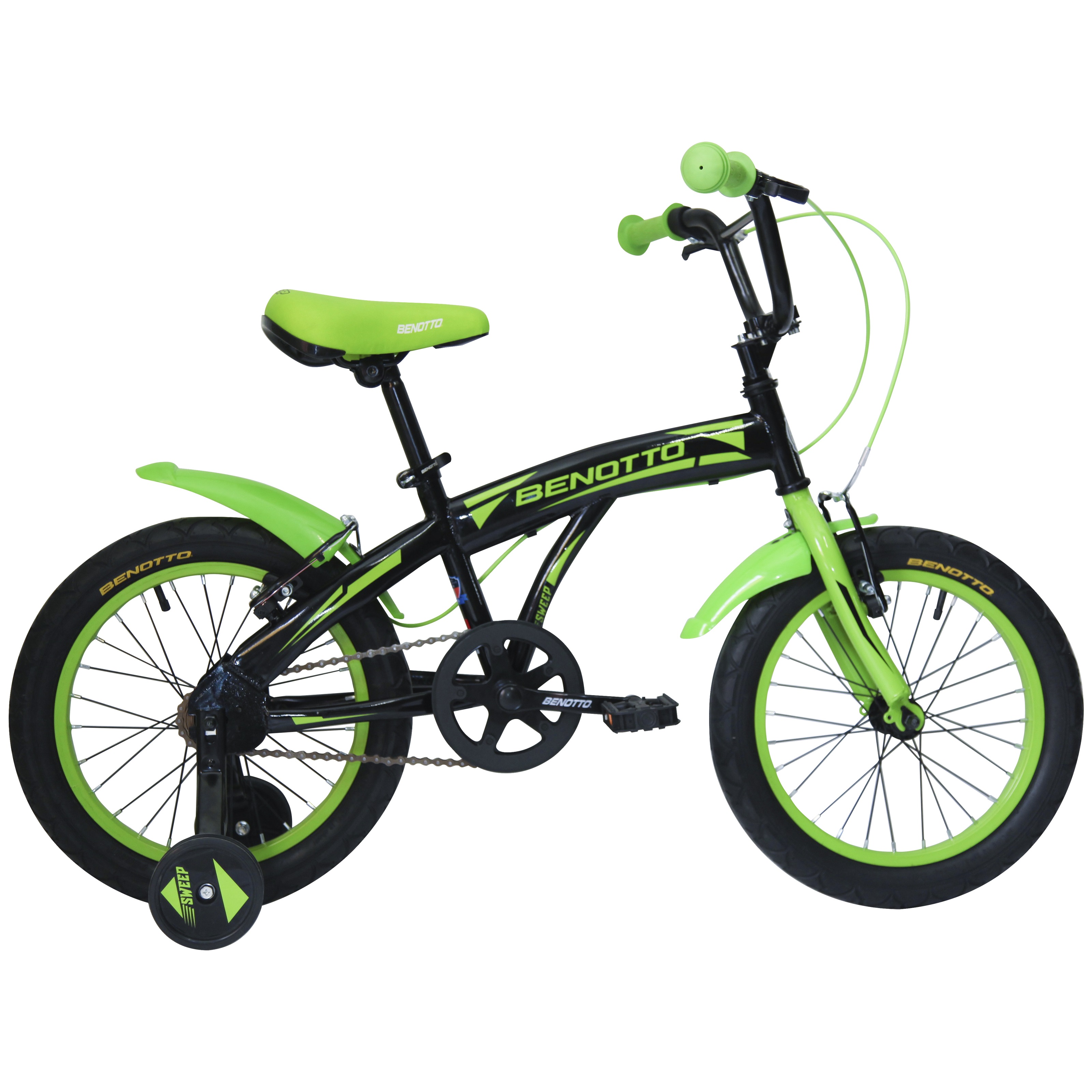 Bicicleta BENOTTO SWEEP R16 1V.Niño Negro/Verde Talla:UN