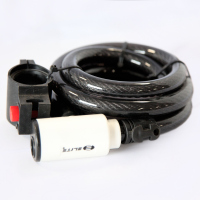 Candado ELITE Cable Espiral 15mmX1500mm Cabezal Blanco con 2 llaves y soporte