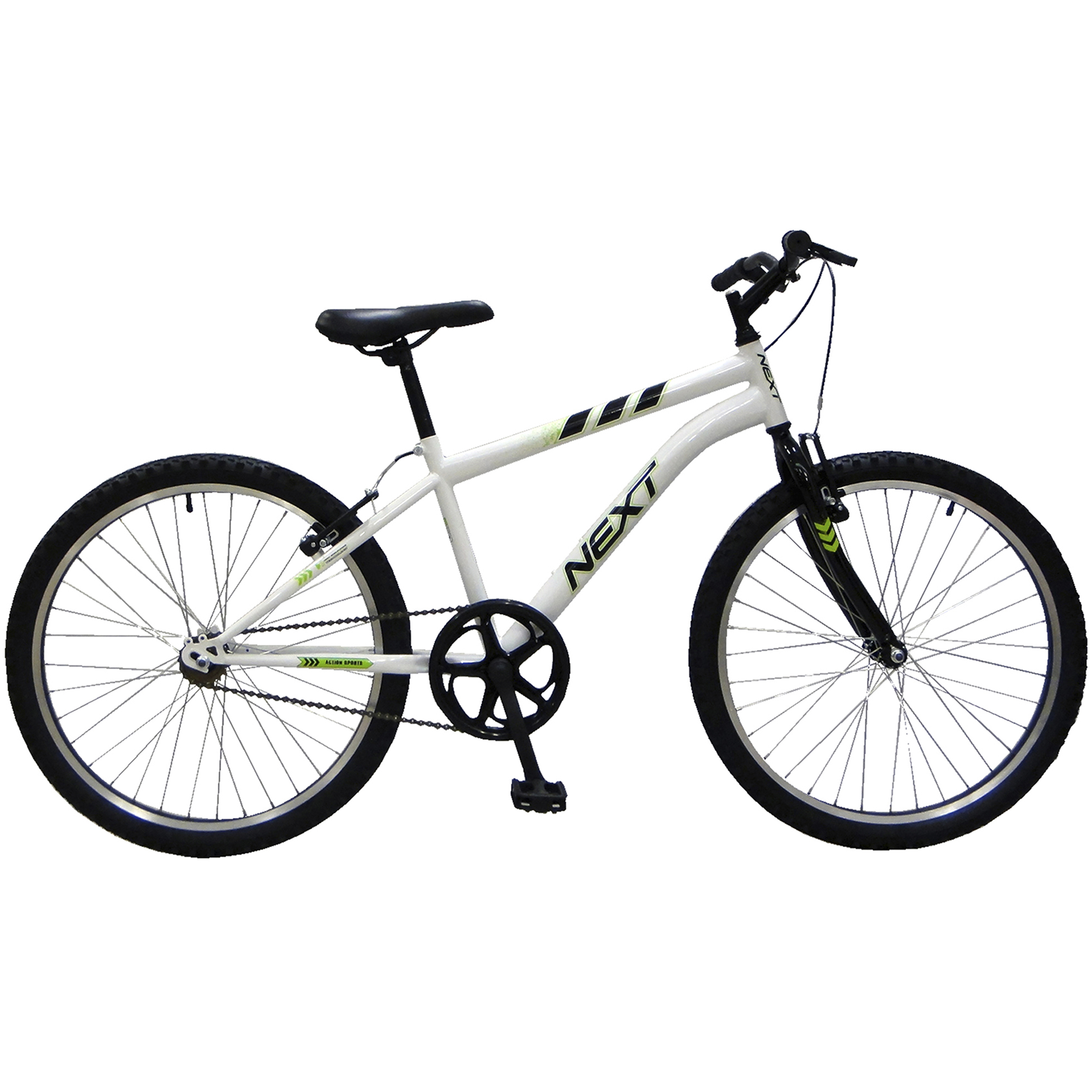 Bicicleta Montaña NEXT R24 1V. Hombre Frenos ”V” Acero Blanco/Negro Talla:UN