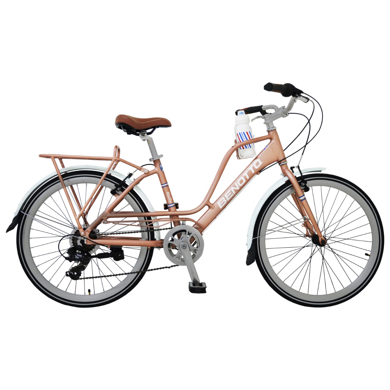 Bicicleta BENOTTO City MAILLY R24 7V. Mujer Frenos ”V” Aluminio Rosa Palido Metalico Talla:UN